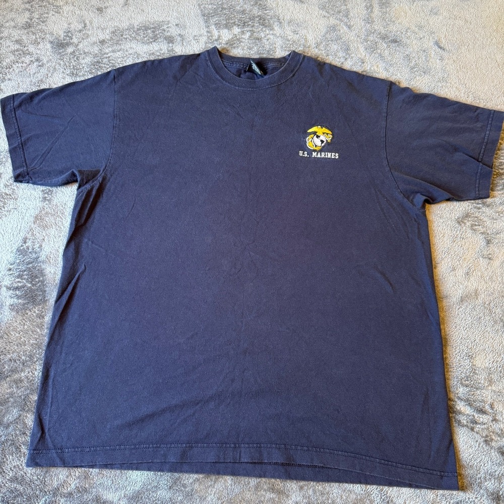 Gear For Sports US Marines T-Shirt Mens XL Navy Blue Big Cotton Embroidered EGA